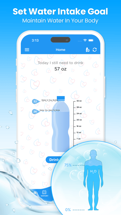 Drink Water Reminder: the daily goal screen