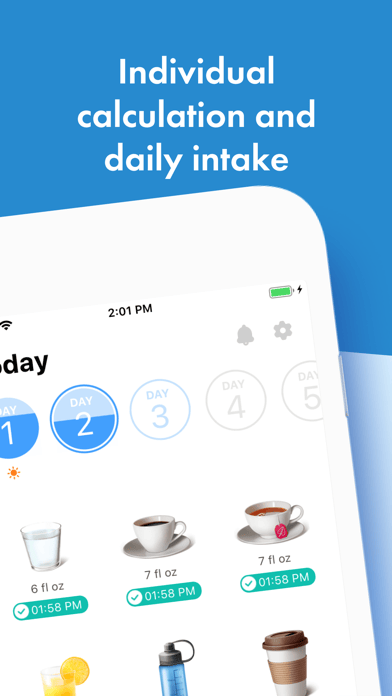 Water Tracker PRO: the daily intake screen