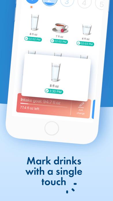 Water Tracker PRO: marking drinks with one touch