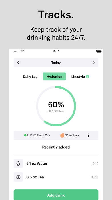 waterdrop: the tracking screen